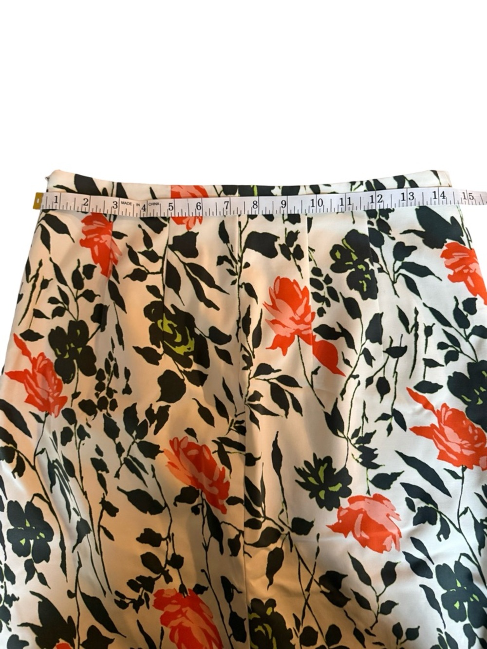 Club Monaco Pencil Skirt in White with Orange & Green Floral Print Size 6 - Picture 7 of 7